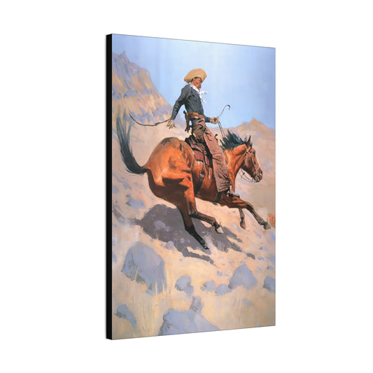 Vintage Cowboy Canvas Wall Art, Frederic Remington The Cowboy 1902 Reproduction,Western Wall Decor, Ranch Art Print, Canvas Stretched, 0.75"