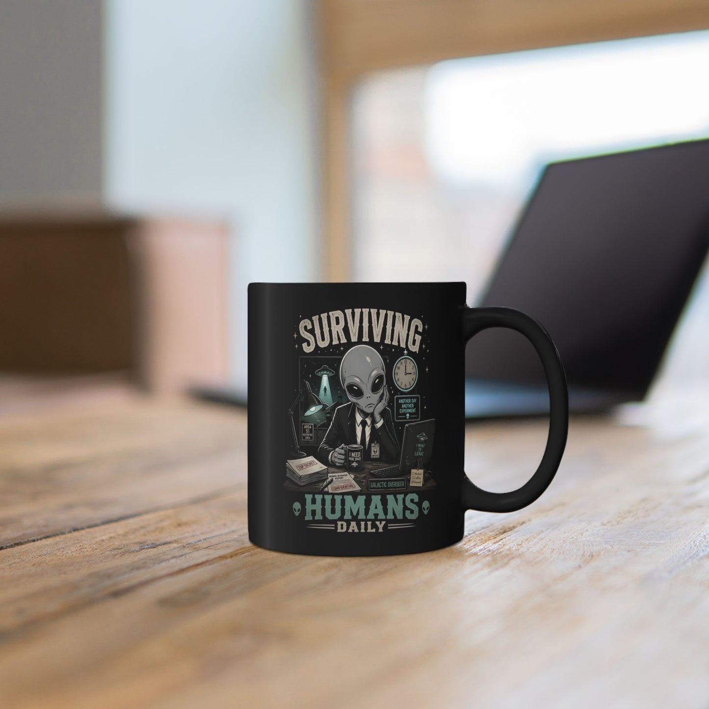 Funny Alien Mug, Black Coffee Mug, Alien Lover Gift, Sci-Fi Coffee Cup, UFO Mug, Area 51 Mug, Geek Gift, 11oz 15oz