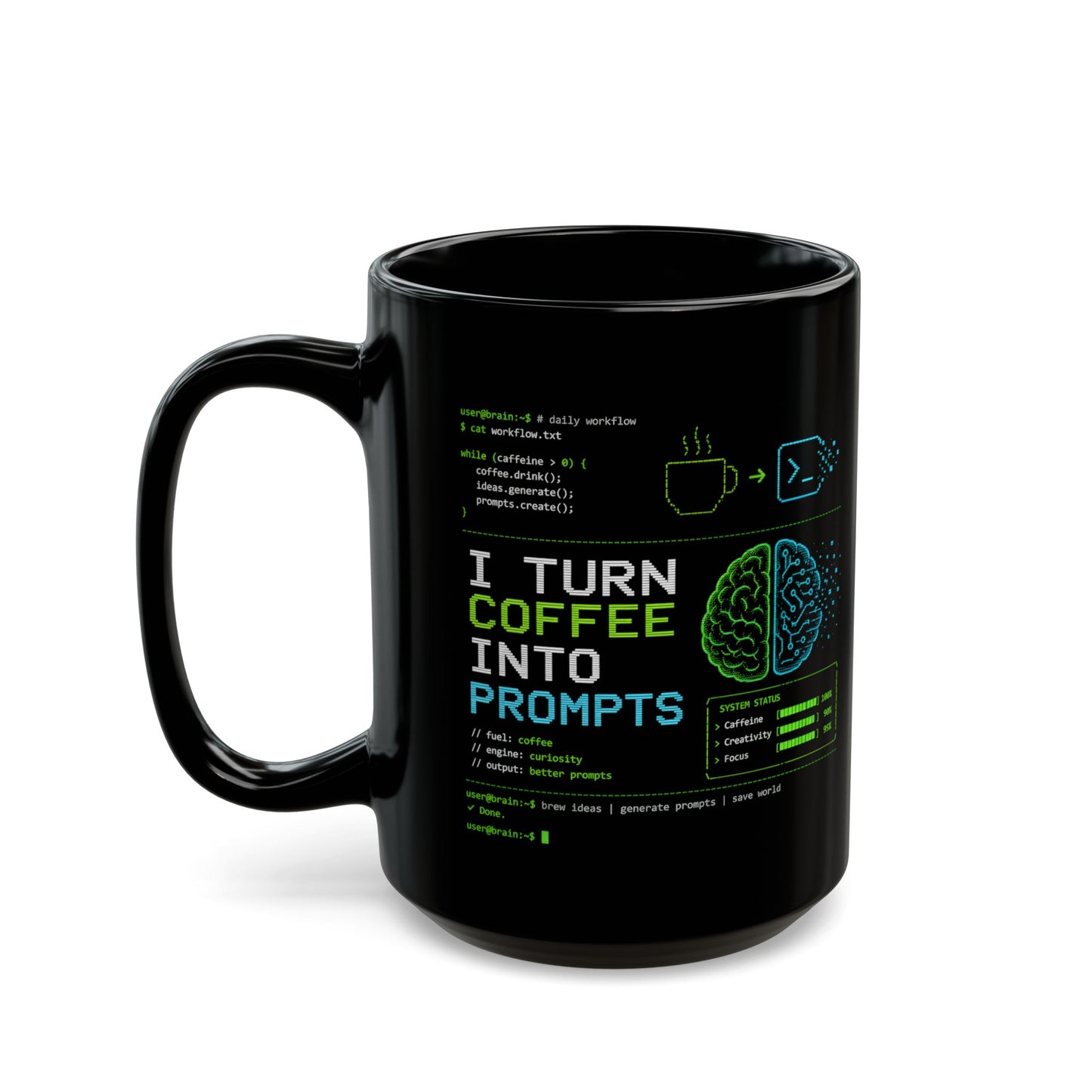 AI Coffee Mug, I Turn Coffee Into Prompts Mug, Programmer Mug, Engineer Gift, Tech Humor Mug, Coder Coffee Cup, 11oz 15oz