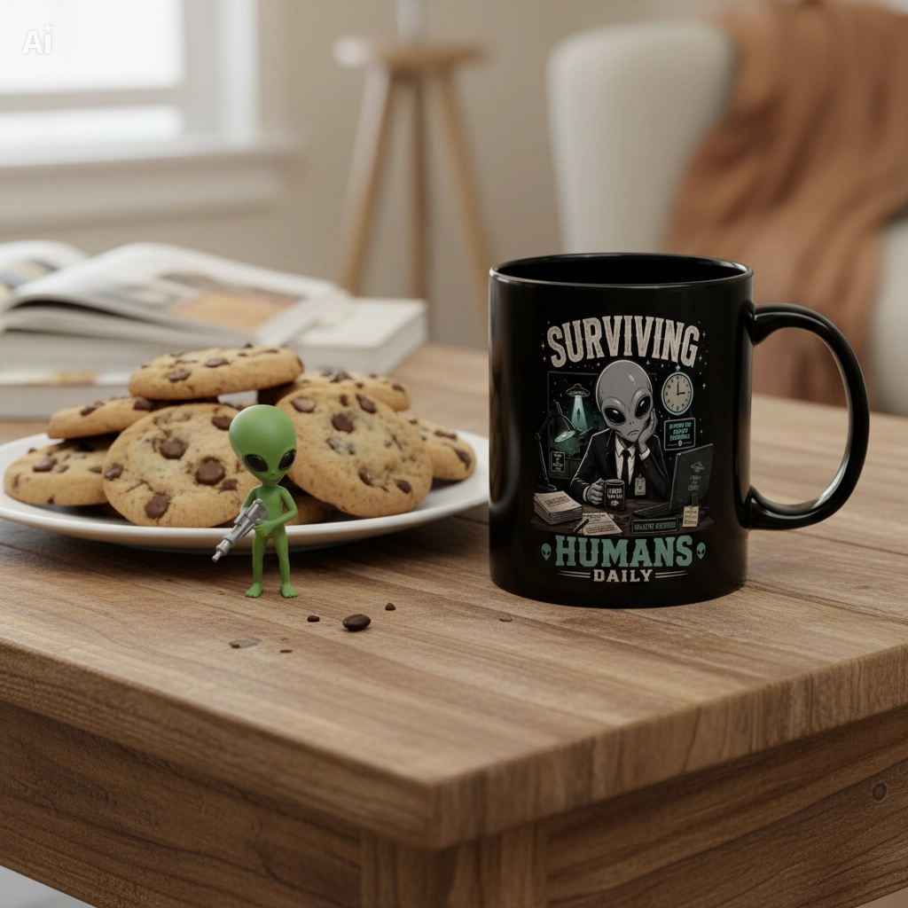 Funny Alien Mug, Black Coffee Mug, Alien Lover Gift, Sci-Fi Coffee Cup, UFO Mug, Area 51 Mug, Geek Gift, 11oz 15oz