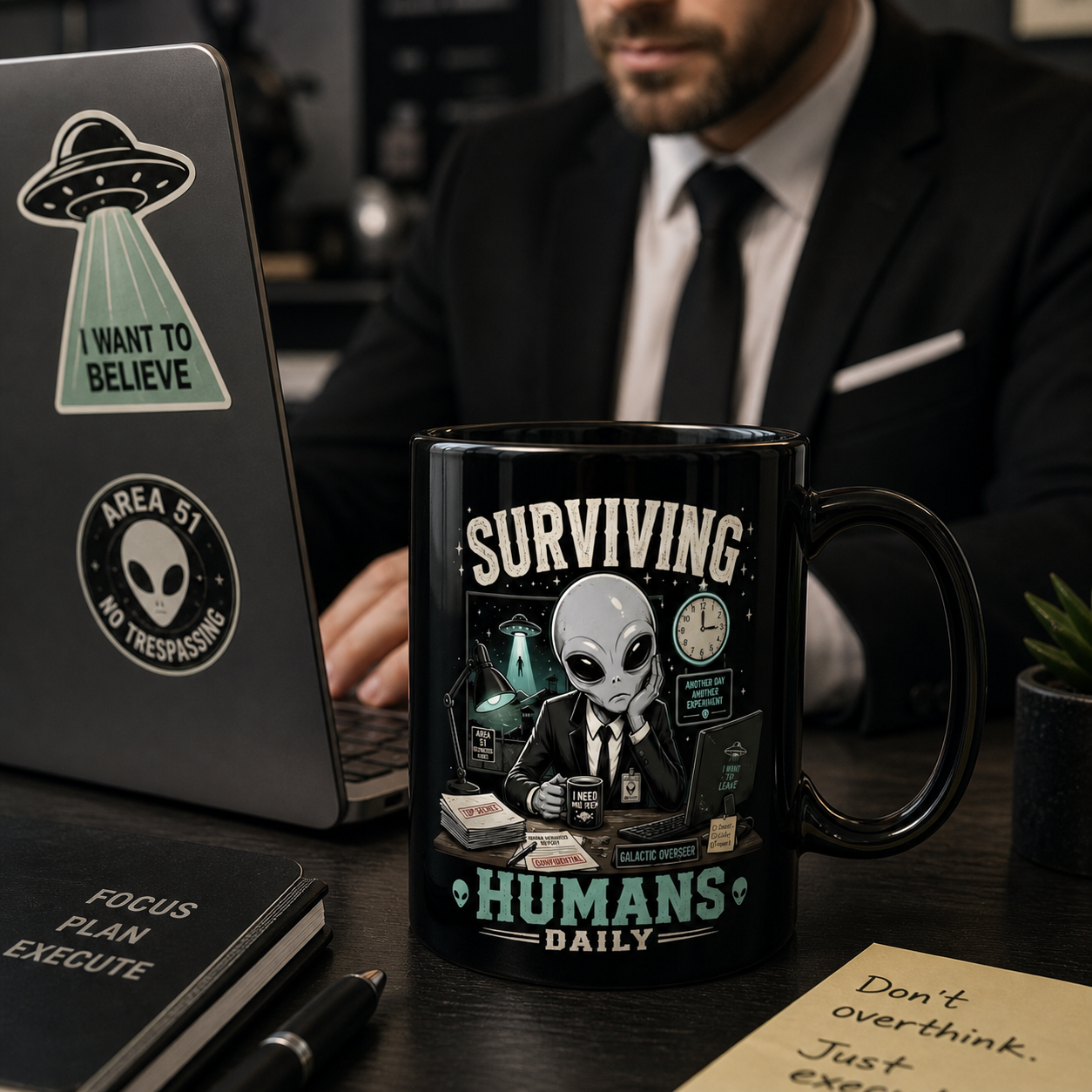 Funny Alien Mug, Black Coffee Mug, Alien Lover Gift, Sci-Fi Coffee Cup, UFO Mug, Area 51 Mug, Geek Gift, 11oz 15oz