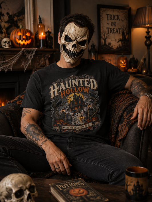 Haunted Hollow Halloween Shirt, Gothic Haunted House T Shirt, Vintage Halloween Tee, Spooky Ghost Shirt, Horror Shirt, Halloween Gift