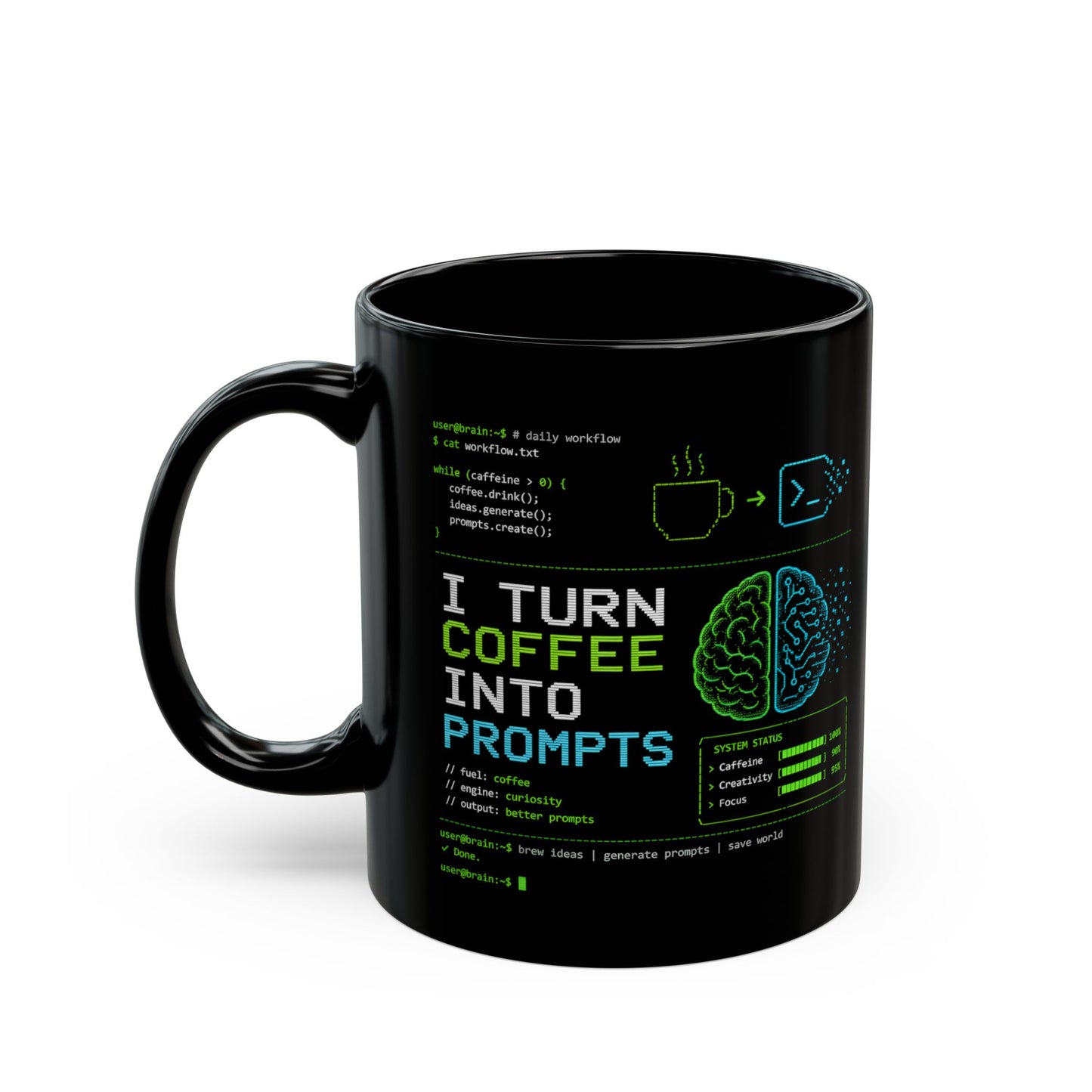AI Coffee Mug, I Turn Coffee Into Prompts Mug, Programmer Mug, Engineer Gift, Tech Humor Mug, Coder Coffee Cup, 11oz 15oz