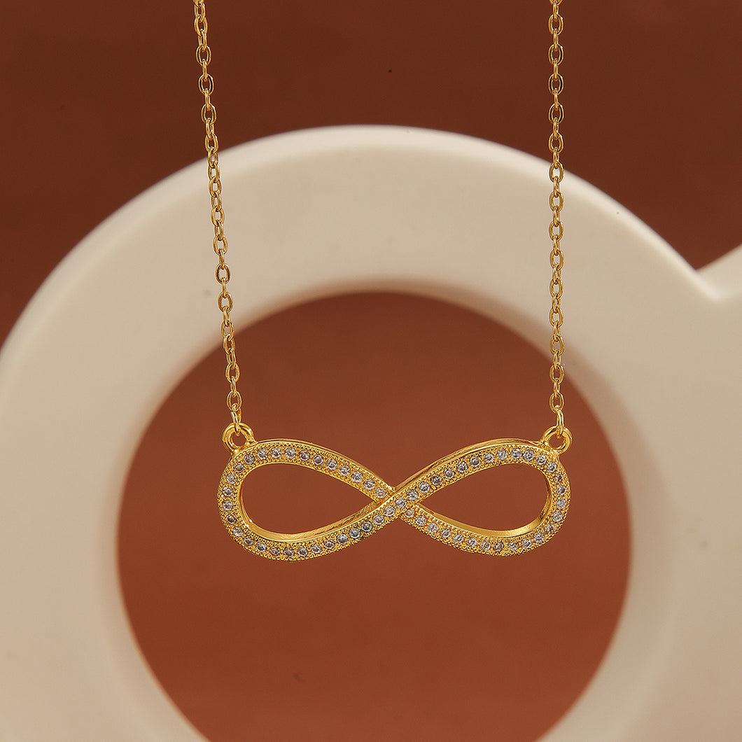 Infinity Symbol Necklace – Gold Diamond Pendant of Eternal Love, Perfect Gift, Free shipping