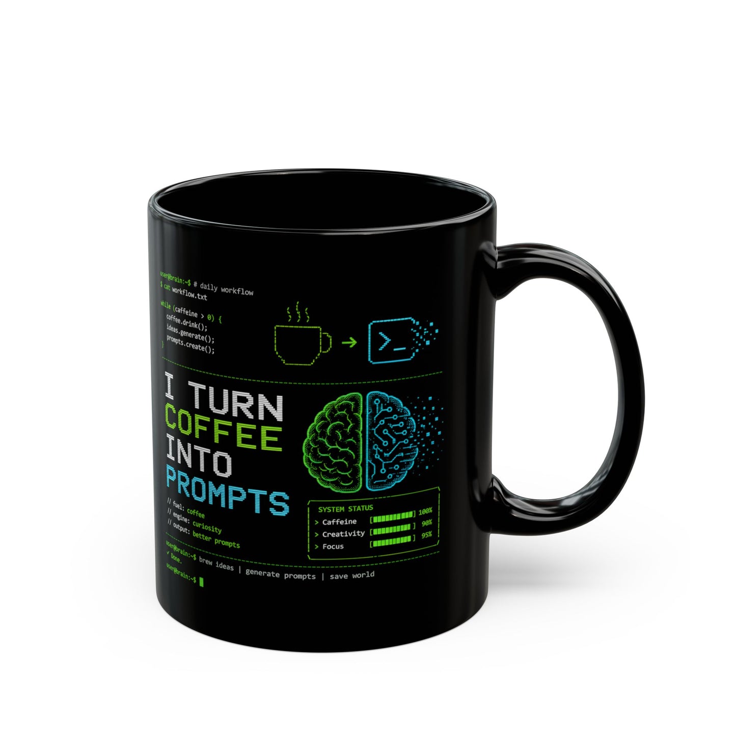 AI Coffee Mug, I Turn Coffee Into Prompts Mug, Programmer Mug, Engineer Gift, Tech Humor Mug, Coder Coffee Cup, 11oz 15oz