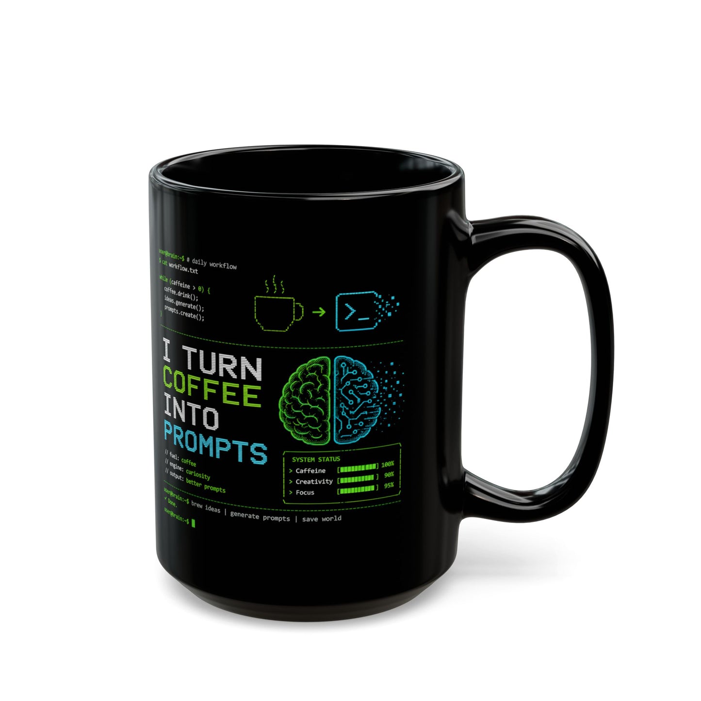 AI Coffee Mug, I Turn Coffee Into Prompts Mug, Programmer Mug, Engineer Gift, Tech Humor Mug, Coder Coffee Cup, 11oz 15oz