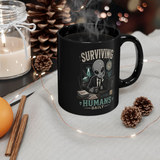 Funny Alien Mug, Black Coffee Mug, Alien Lover Gift, Sci-Fi Coffee Cup, UFO Mug, Area 51 Mug, Geek Gift, 11oz 15oz