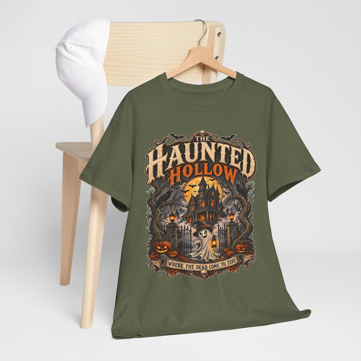 Haunted Hollow Halloween Shirt, Gothic Haunted House T Shirt, Vintage Halloween Tee, Spooky Ghost Shirt, Horror Shirt, Halloween Gift
