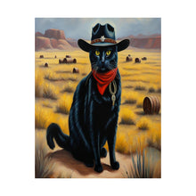 Load image into Gallery viewer, Cowboy Cat Print - Limited Edition Print, Wester Black cat Poster, Vintage Western Cowboy, unframed
