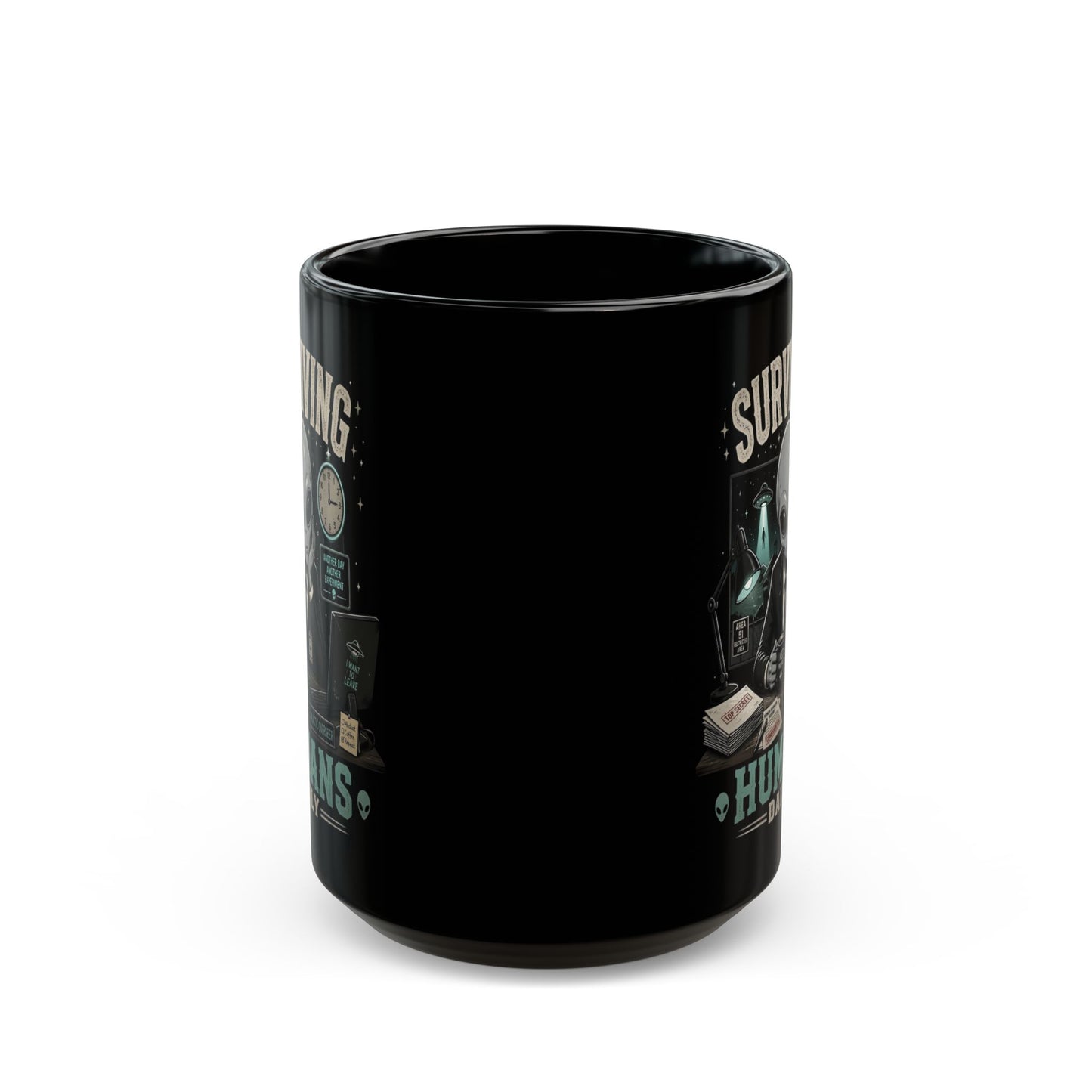 Funny Alien Mug, Black Coffee Mug, Alien Lover Gift, Sci-Fi Coffee Cup, UFO Mug, Area 51 Mug, Geek Gift, 11oz 15oz