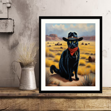 Load image into Gallery viewer, Wester Black cowboy cat poster
